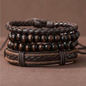 NEW … 4 Piece Men’s Vintage Leather Bracelets